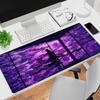 Gaming Mouse Pad Antislip Stitched Edges Purple Anime Girl Artwork Print Keyboard Pad for Gamer Home Office Desk Mat