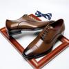 Men's Plus Size Genuine Leather Formal Wedding Shoes - Three-Piece Square Toe Design.
