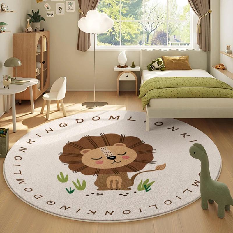 Cartoon Style Living Room Decoration Carpet Fluffy Soft Lounge Rug Thick Anti-slip Bedside Floor Mat Cute Round Rugs for Bedroom