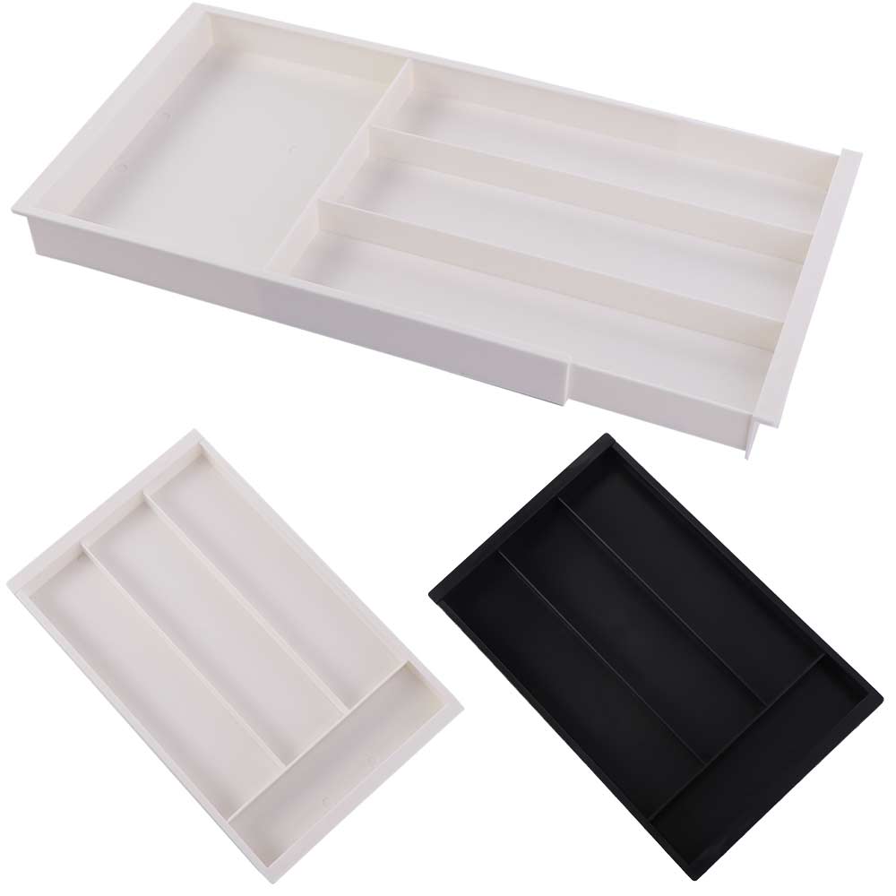 Plastic Adjustable Flatware Tray Space Saving Silverware Drawer Organizer for Kitchen