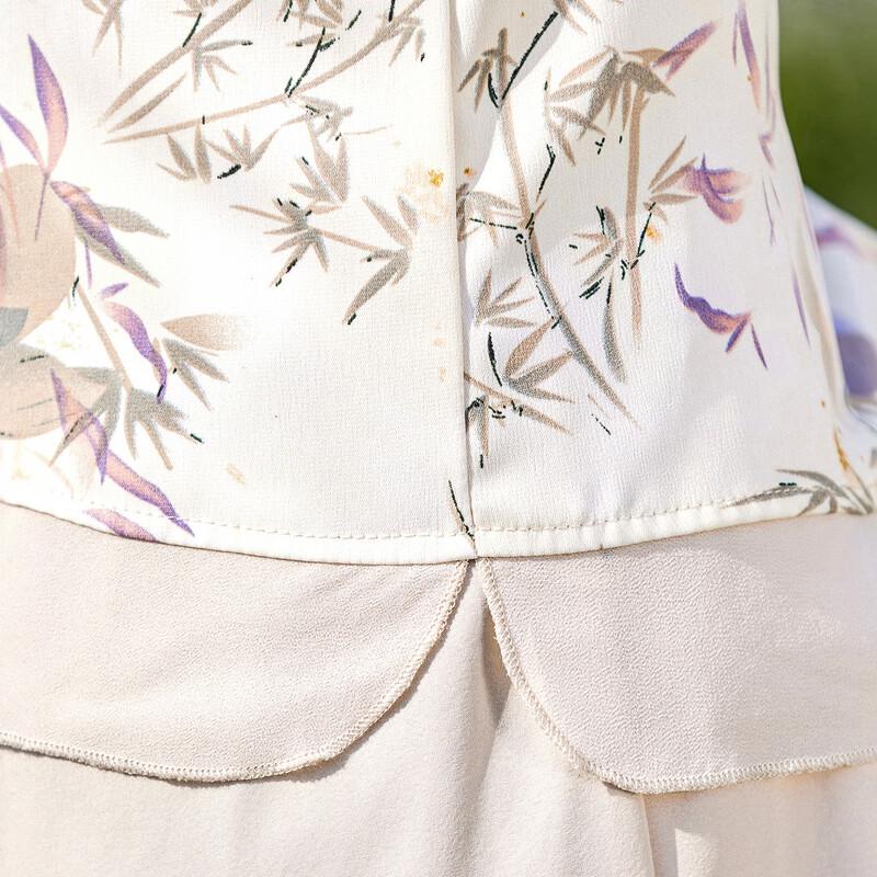 Pasite Women's New Chinese Style Printed Top and Pants Set