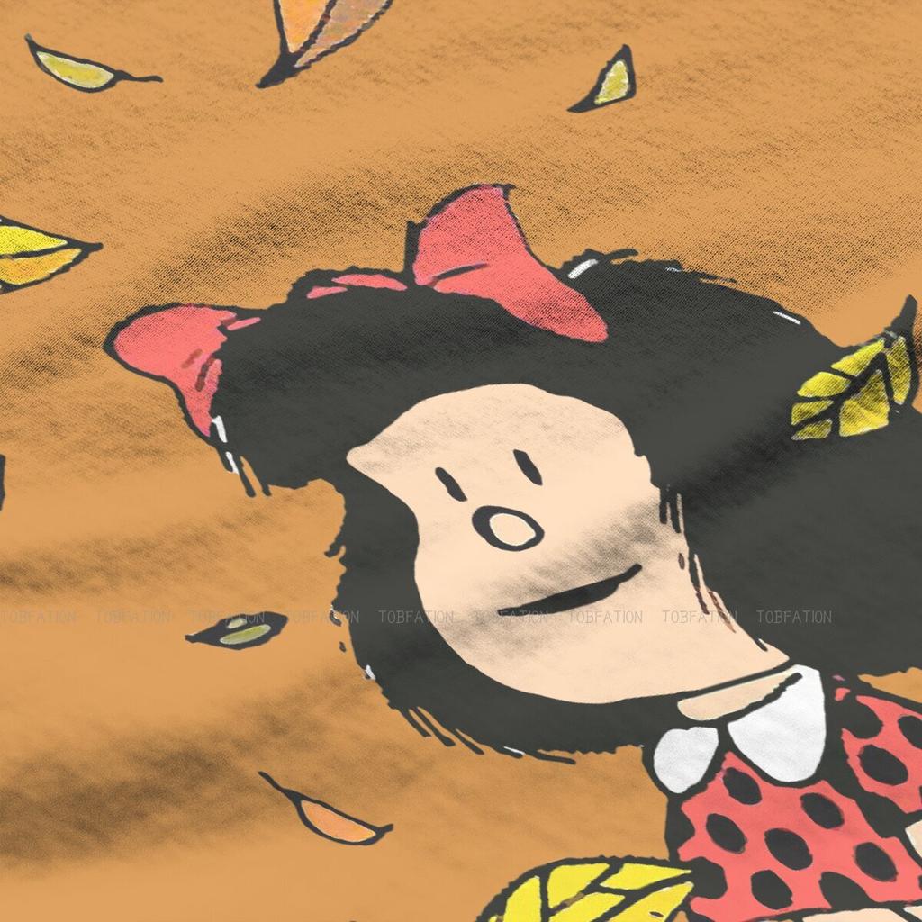 Autumn Leaves Quino Comic Argentino 4xl Tshirt Mafalda Cartoon Style Tops Casual T Shirt Female Tee Unique