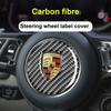 AABKW1 Car Steering Wheel Decal Decoration for New Porsche Cayenne 2018 2019 2020 Interior Accessories Carbon Fiber Emblems StickersA