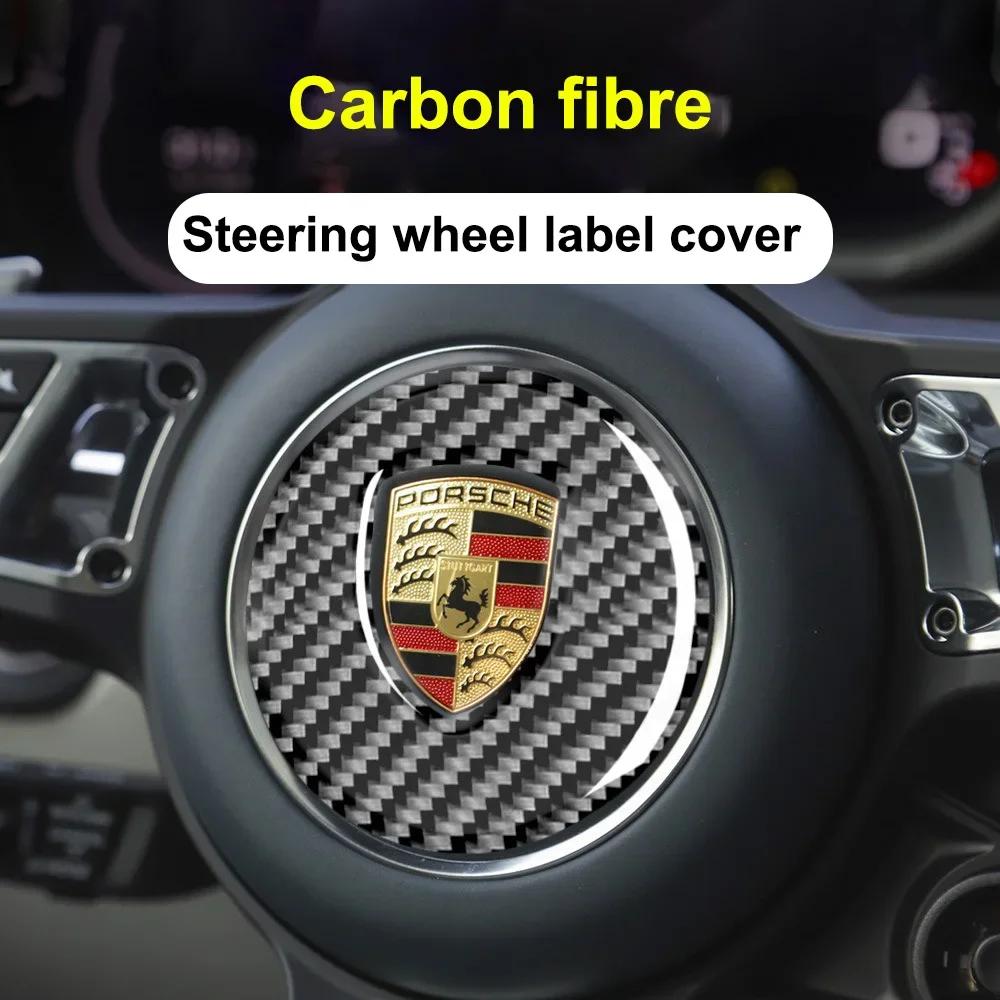 AABKW1 Car Steering Wheel Decal Decoration for New Porsche Cayenne 2018 2019 2020 Interior Accessories Carbon Fiber Emblems StickersA