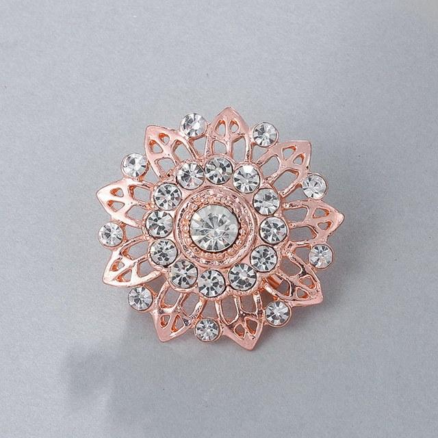 Baiduqiandu Brand Crystal Rhinestones Flower Pins And Brooches For Women Dress Party Or Diy Wedding Bouquets Jewelry