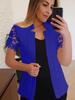 Giacca casual professionale a maniche corte in pizzo con temperamento tinta unita alla moda estiva da donna