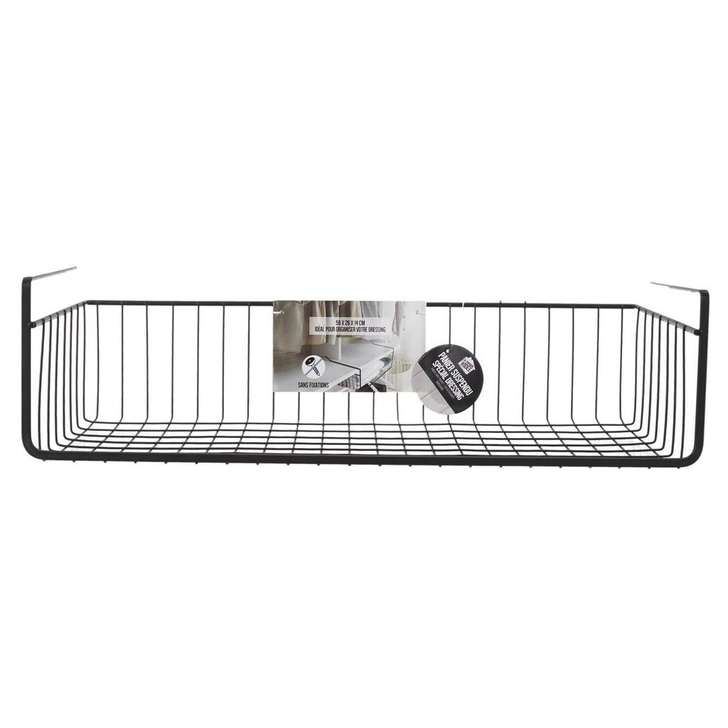 Suspended Shelf Basket L Black Metal 50X26 Cm