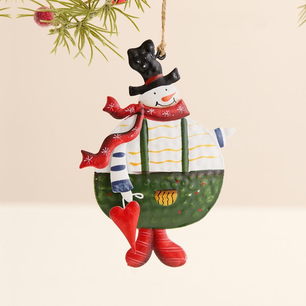 Cute Handmade Snowman Hanging Model Hanging Cartoon Xmas Ornament Iron with Lanyard Christmas Tree Decor Festival Decoration