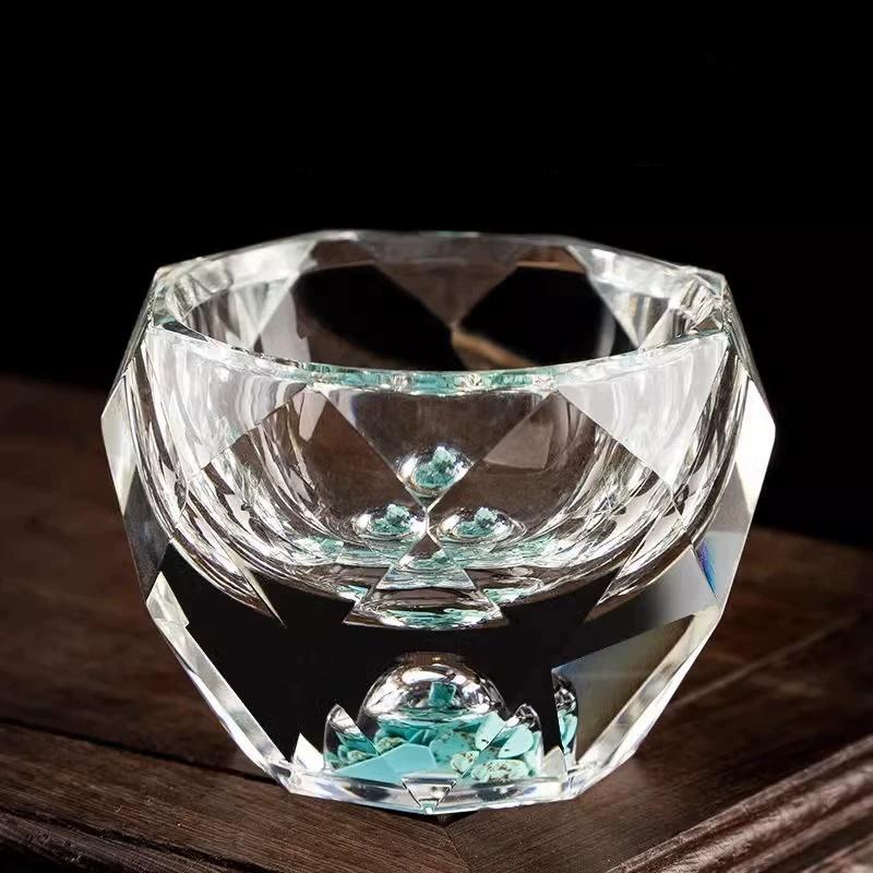 

1PCS 50ML Shot Glasses Diamond Faceted Double Bottom Crystal Glass Cup for Whiskey Espresso Tea Cup Bar Light Luxury Drinkware 50ML