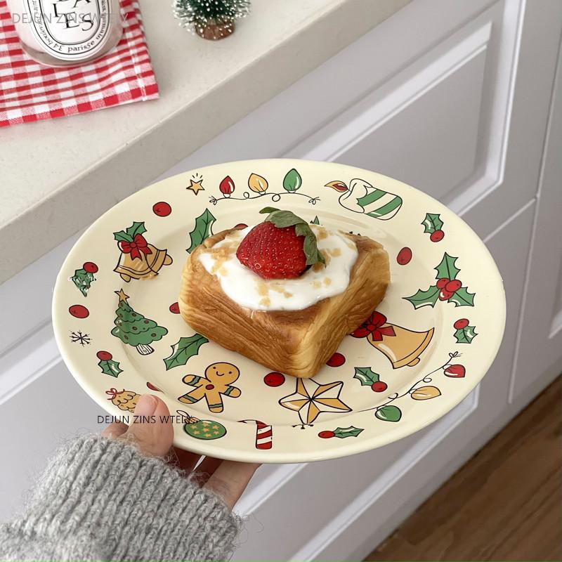 Cute Ceramic Plates Christmas Party Desserts Cake Plates Children's Breakfast Milk Cups Household Kitchen Ceramic Noodle Bowls