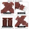 Porous Leather Watch Band 19mm 20mm 22mm 24mm Breathable Watch Strap Handmade Stitching Quick Release Watchbands Black Brown Red