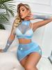 Sexy Lingerie Set Diamonds Mini Skirt Ultra-thin Sexy Large Size Pink Lingerie With Sleeves Ladies Lace Transparent Underwear