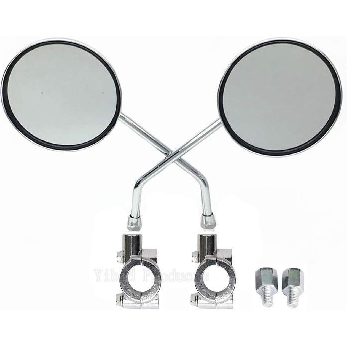 

Yibid Universal Chrome 4 Round Motorcycle Bicycle Rearview Mirrors,with 7/8 Handlebar Mount Replacement for Shadow Custom Cruiser Hyosung Kymco