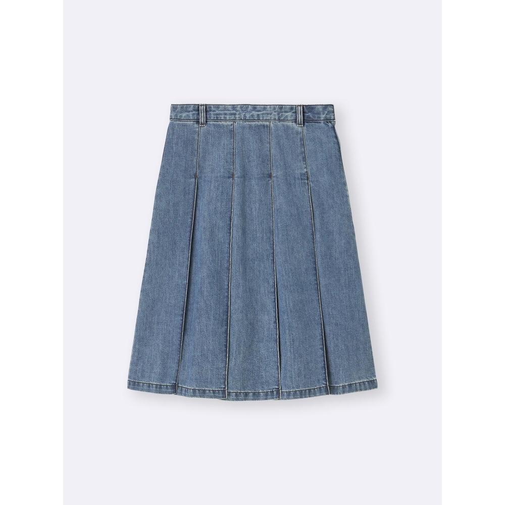 GU by Uniqlo Light Denim Pleated Skirt
