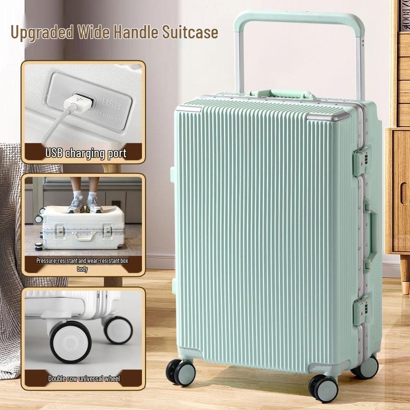 Influencer Silent Student Suitcase - 24" Wide Handle, Aluminum Frame, Durable Universal Wheels