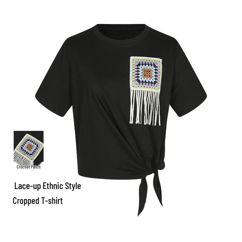 FivePlus Women s Ethnic Style Cotton Short Sleeve T-Shirt S