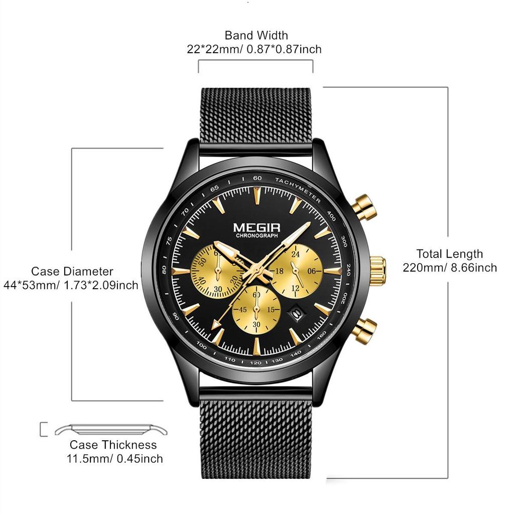 2020 neue Relogio Masculino MEGIR männer Mode Uhren Einfache Schwarz Mann Business Edelstahl Mesh Gürtel Quarzuhr Männer saat