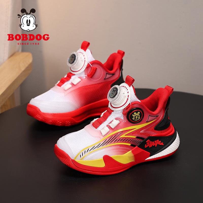 Babu bean boys basketball shoes 2025 spring and summer new classmates rotating button children's sneakers non-slip girls' sports