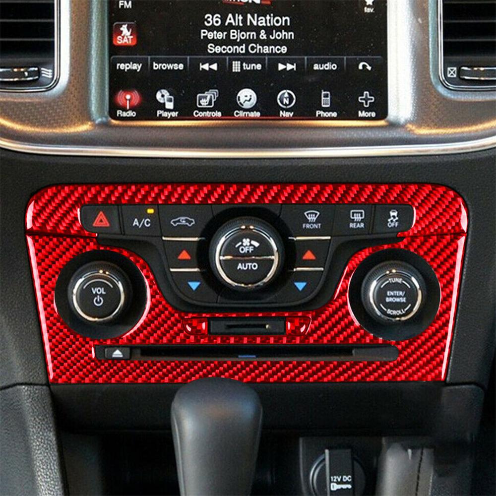 Red Carbon Fiber Center Console A/C Panel Cover Trim For Dodge Charger 2011-2014