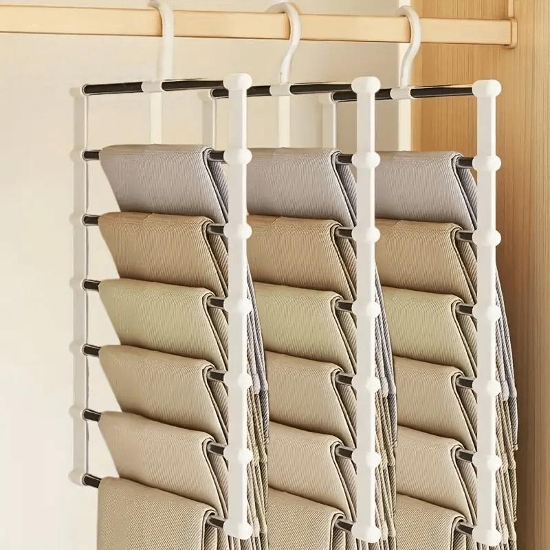 Multi Layer Stainless Steel Folding Pants Rack - A Space Saving Wardrobe Organizer Suitable for Pants and Scarves