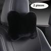 2Pcs Luxury Plush Car Headrest Pillows Soft Foam Filled for Neck Support Travel Accessories for Long Drives, Stylish Car Interior, Cozy Travel Pillow