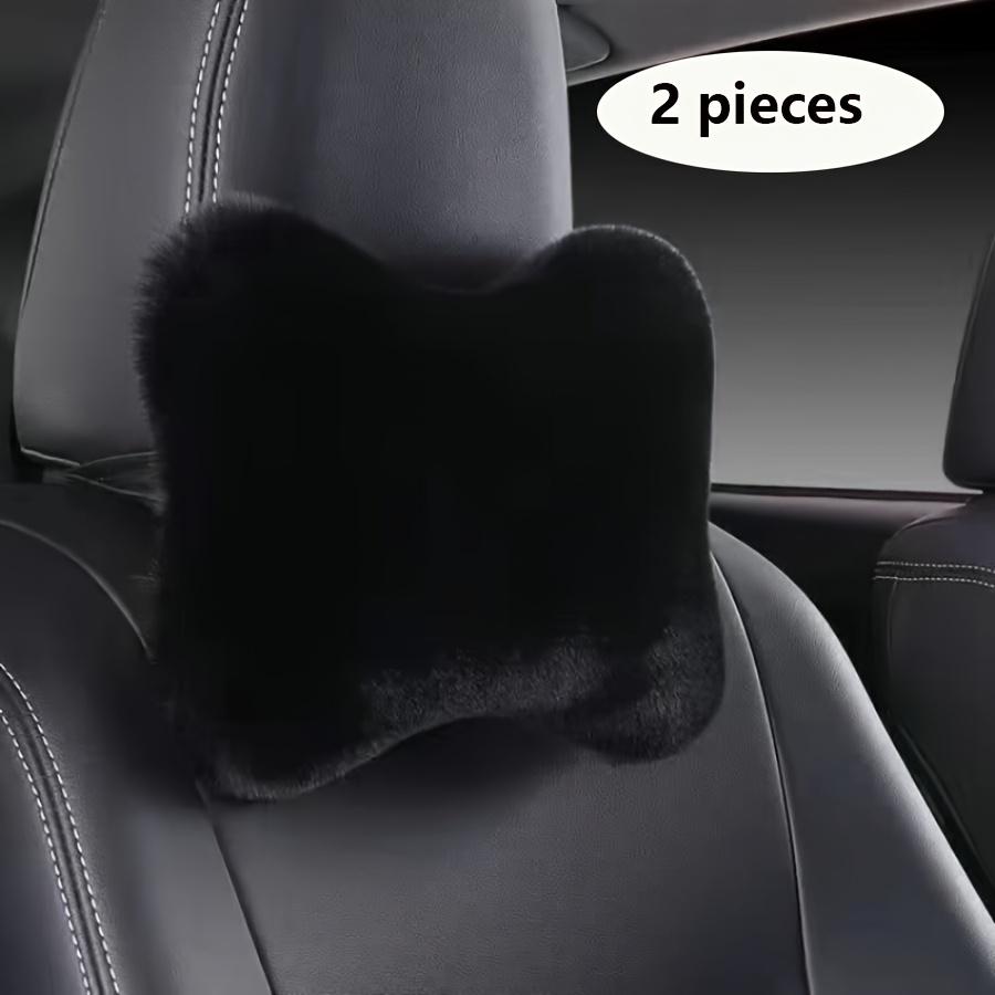 2Pcs Luxury Plush Car Headrest Pillows Soft Foam Filled for Neck Support Travel Accessories for Long Drives, Stylish Car Interior, Cozy Travel Pillow