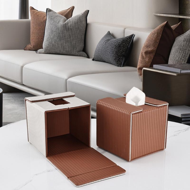 Elegant Faux Leather Tissue Holder Decorative Faux Leather Tissue Box Cover Paper Organizers Perfect For Any Room