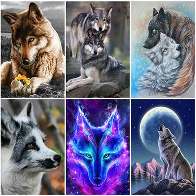 Diy Wolf 5D diamentowe malowanie w pełni z okrągłych wierteł żywica Cartoon zwierząt haft diamentowy zestaw do szycia krzyżykowego wystrój domu prezent artystyczny