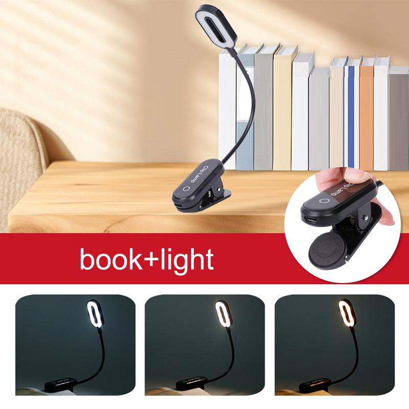 Book Light For Reading In Bed LED Clip On Reading Light With Flexible Neck Eye Caring Dimming Brightness Color Changeable Night