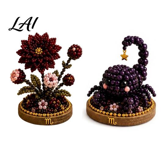 Handmade Zodiac Flower 12 Signs Bead Craft Kit DIY Beaded Garden 3D Astrology Kit with Pre-Sorted Beads Tools Project for Beginners Adults Teens
