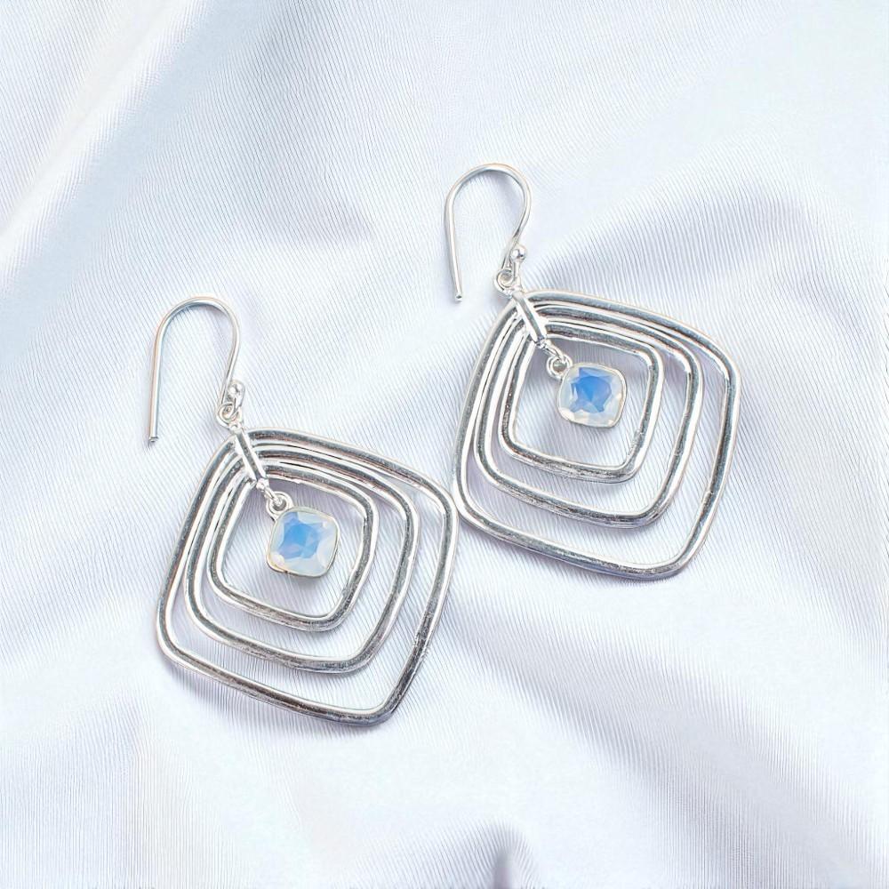 

Milky Opal Gemstone 925 Sterling Silver Jewelry Handmade Dangle Earrings 2.44 EE-71-5