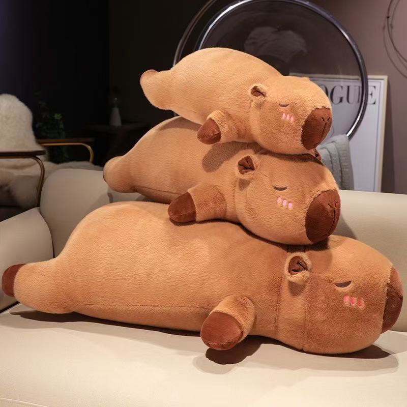 Kawaii Kapibara Peluş Oyuncak Doldurulmuş Kapibara Kabarık Bebek Uzun Uyku Yumuşak Yastık Kanepe Minderi Okul Noel için Uyku Oyuncakları