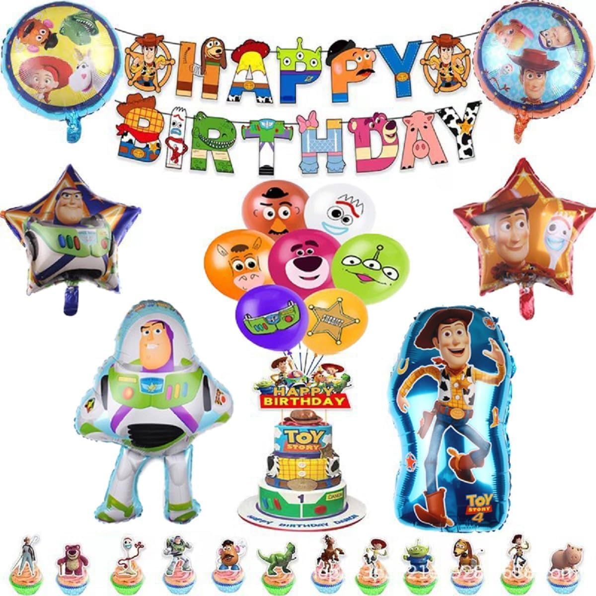 

25-Piece Toy Story Decoration Banner with Birthday Balloons, Perfect for Birthdays, Anniversaries, Children s Day, and more.