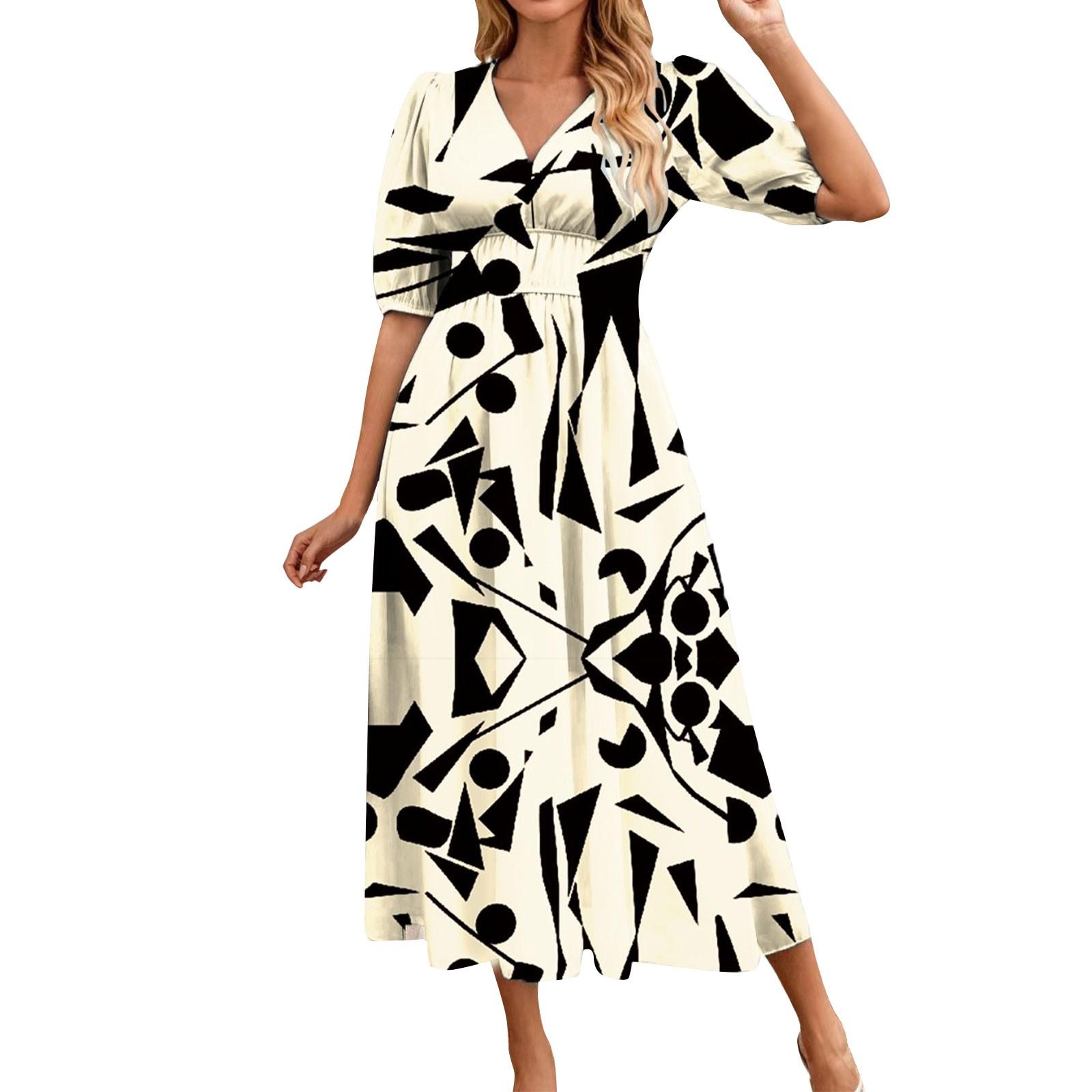 Women s Dresses Boho Long Floral Geometric Fashion Dresses L