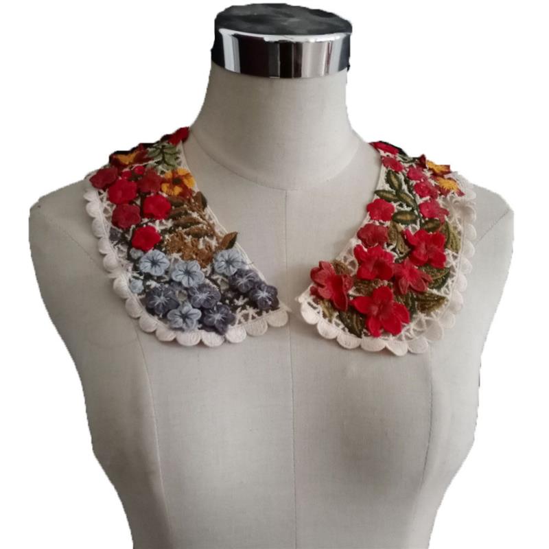 Floral Fake Collar Lace False Collars Woman Detachable Hollow Embroidery Neckline Collar Applique Lace Sewing Accessories