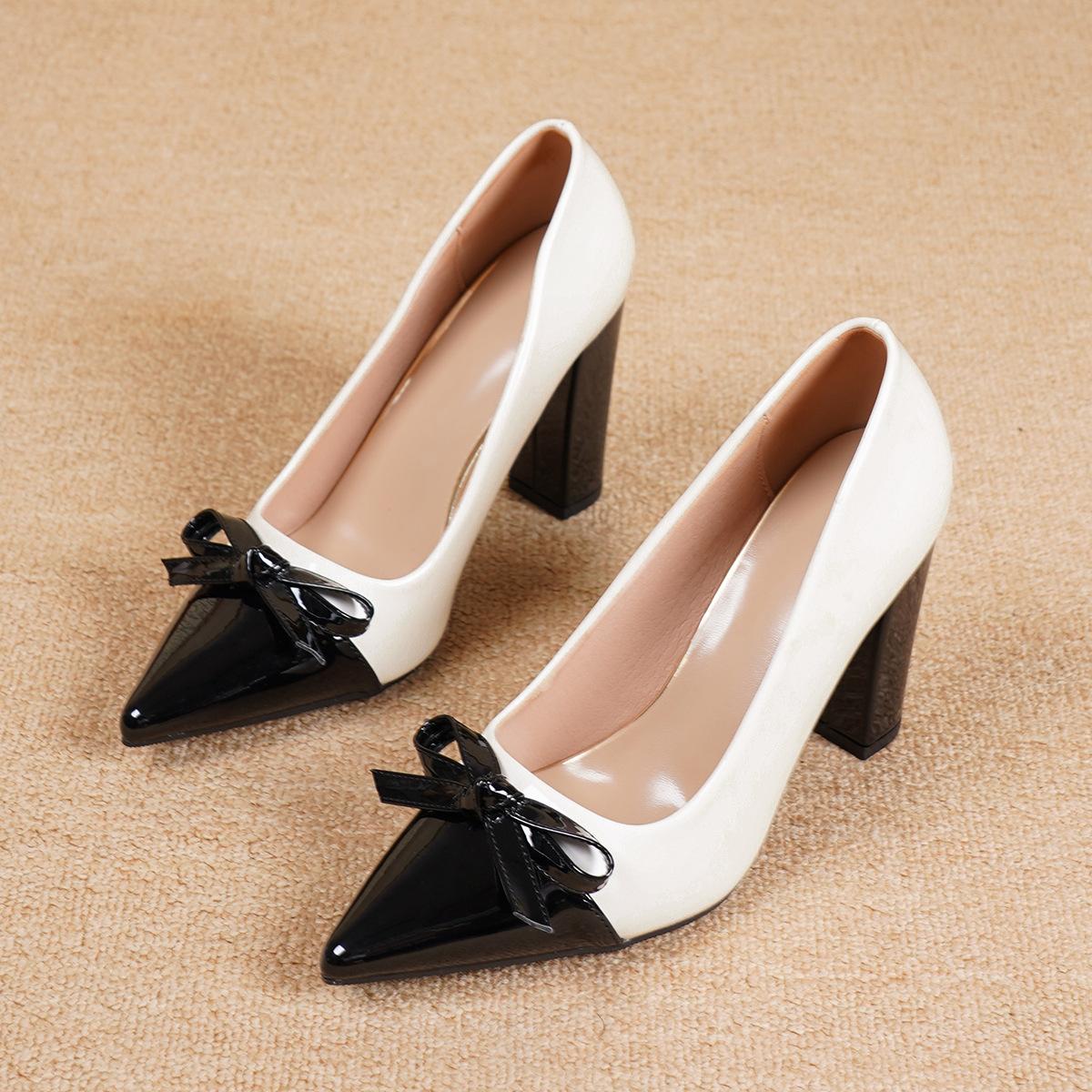 

Женские высокие туфли-лодочки на массивном блочном каблуке с закрытым носком, бантом, без застежки, остроконечным носком, для работы, платья, офиса, свадьбы, вечеринки. Туфли на блочном каблуке для женщин. 36 чёрный