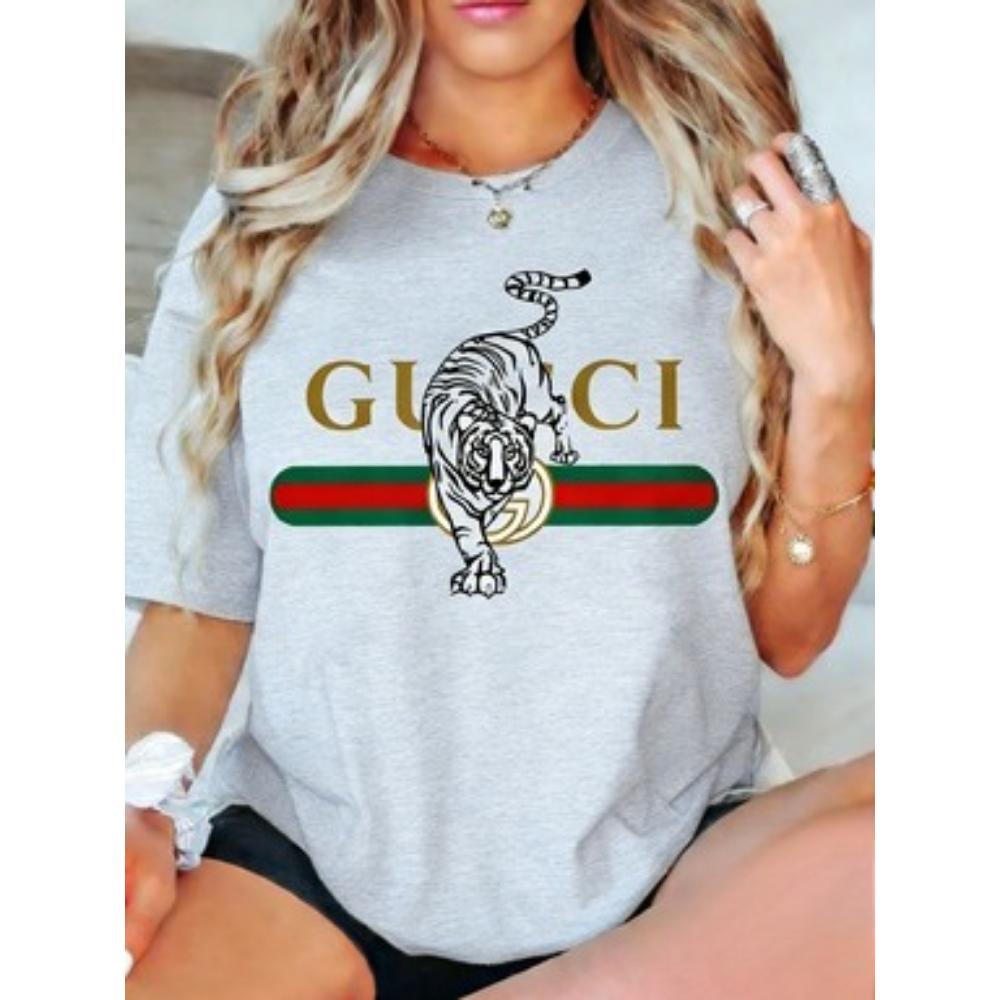 

2026 New Letter Printing Short-sleeved Women T-shirt Trendy Temperament Casual Versatile Short-sleeved Clothing Heavy M