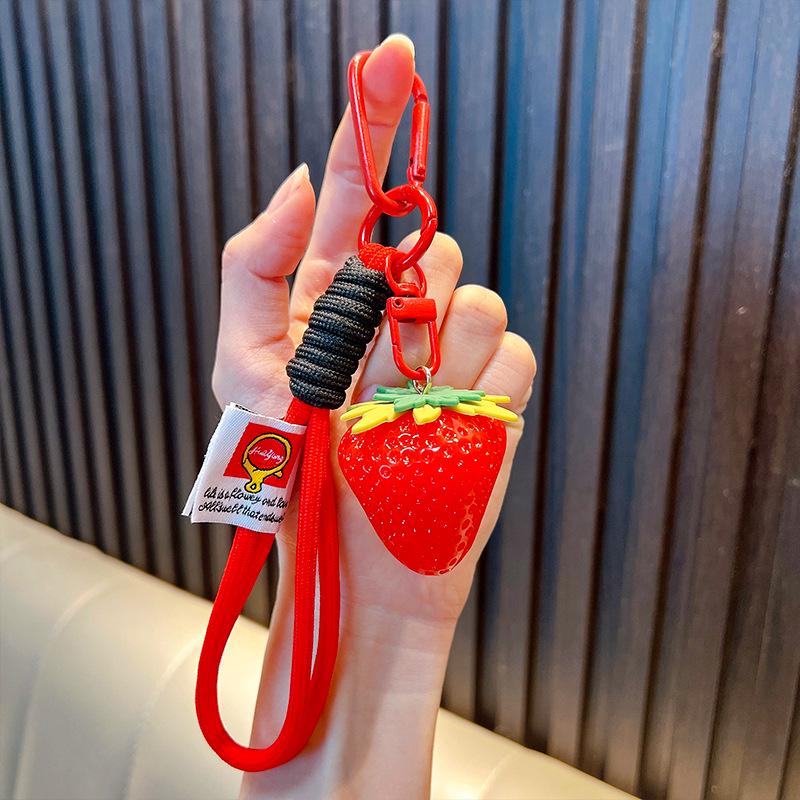 

3D Resin Large Strawberry Keychain - Car Keyring & Bag Pendant Small Gift