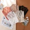 Spring and Autumn Women Floral Lace Shirt  Long Sleeve Sexy Mesh Bottoming Shirts Mock Neck Blouse T-Shirt Pullover Top