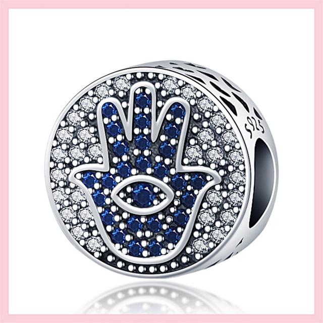 925 Sterling Silver Beads Cubic Zirconia All-seeing Eye Charms Fit Original Charm Bracelet Jewelry
