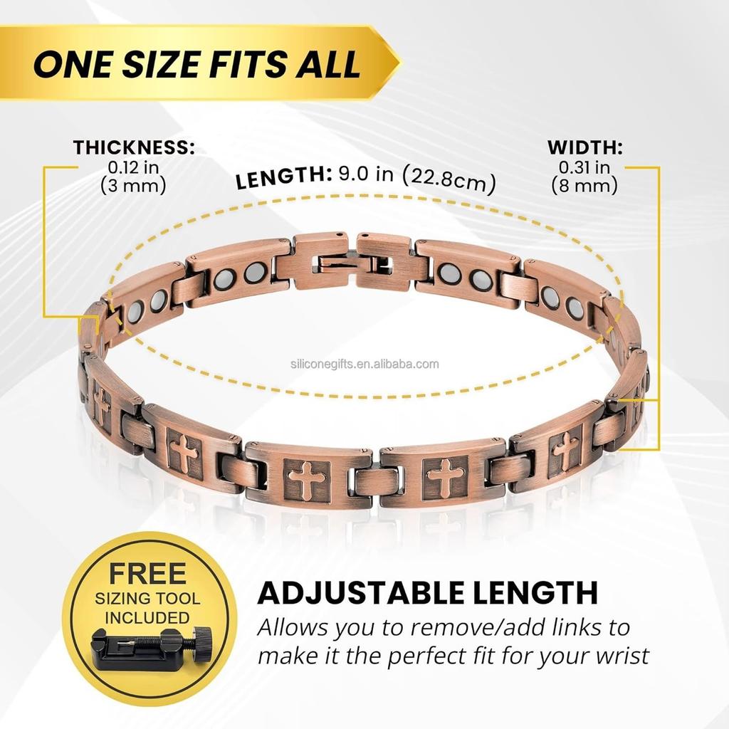 In Stocks Vintage Fashion Cross Magnet Negative Magnetic Copper Bracelet for Men