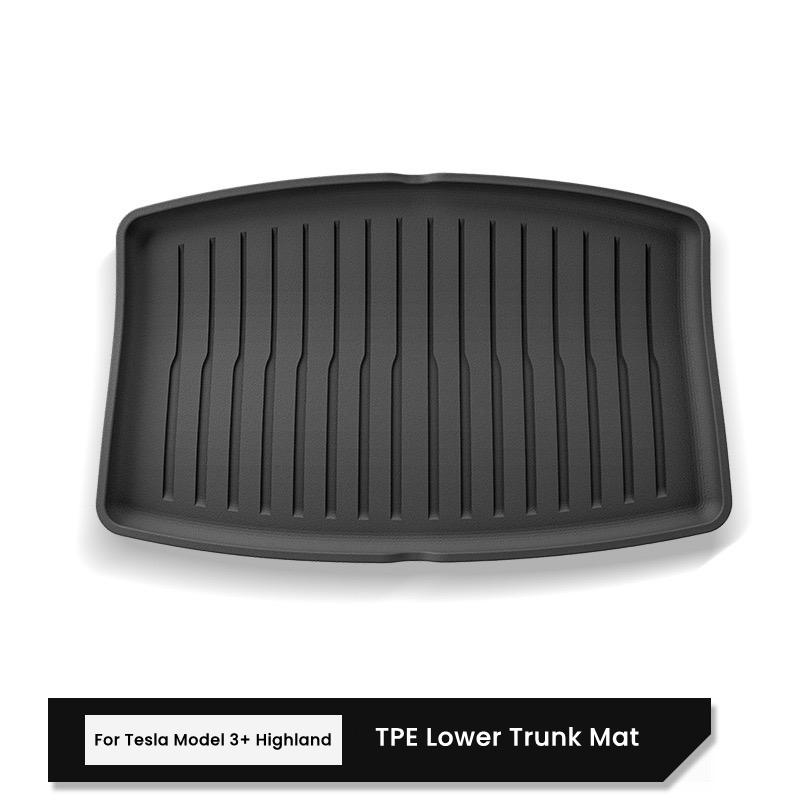 Für Tesla Model 3+ Highland 2025-2026 Auto Front Heck Kofferraummatten TPE Unterer Kofferraum Stauraum Schutz-Laderaumauskleidung Schmutzabweisende Matten