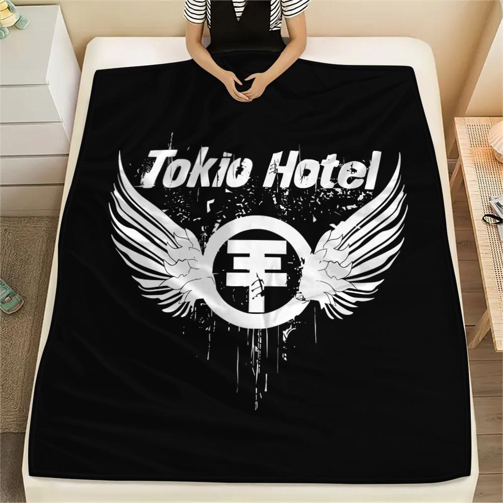 1PC Tokio hotel Print Flannel Blanket, High quality All Seasons, Home Decor, Warmth and Comfort, Perfect for Christmas Gifts