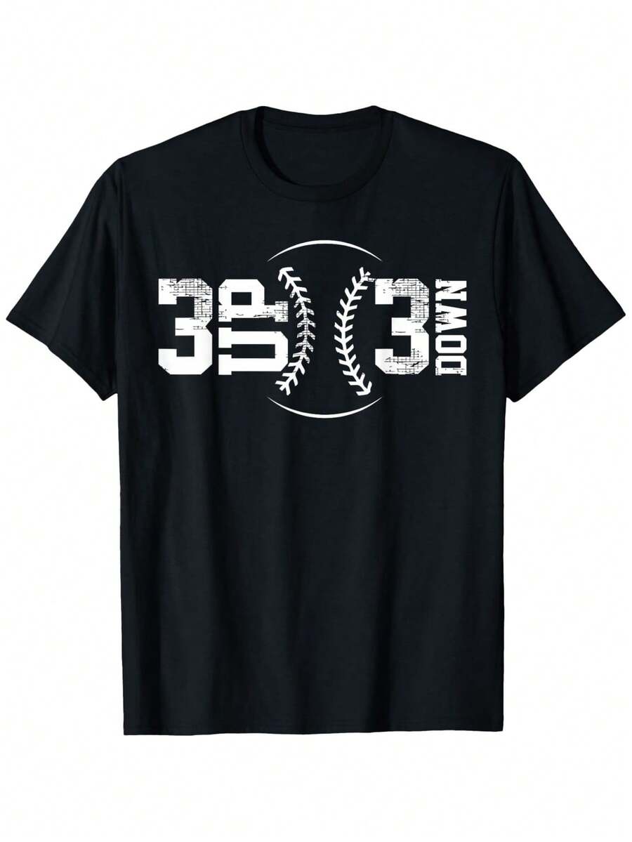 

Unisex s 3 Up 3 Baseball Graphic T-Shirt - Retro Crew Neck Short Sleeve Tee With Bold Lettering & Baseball Stitch Design XXL