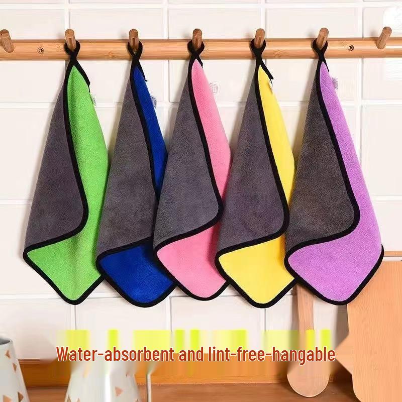 Double-Layer Ultra-Fine Fiber Car Wash Towel - High Absorbency Double-Sided Coral Fleece