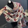 Sunflower Pattern Autumn and Winter New Imitation Cashmere Scarf for Women Warm and Thickened  Versatile Long Shawl and Scarf