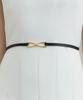 REORG Dro Ribbon Gold Buckle Logo Belt Black