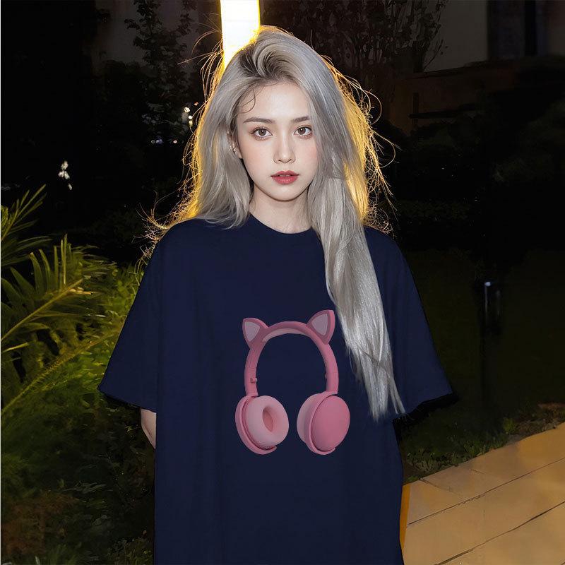 2025 Women's White Loose-Fit Short-Sleeve T-Shirt, Pure Cotton, Summer Base Layer Top