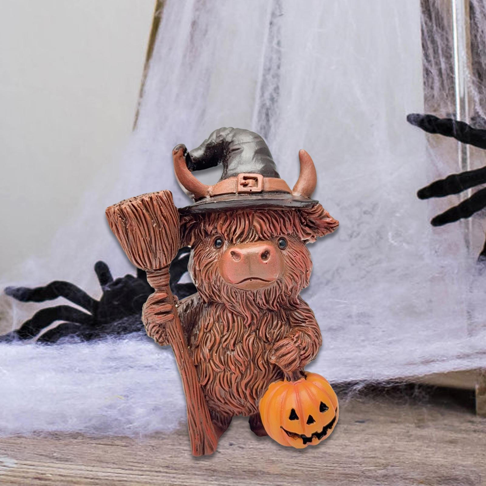 

Animal Figurine Accent Piece for Halloween Decor on Bookshelf or Desk 7cmx6cmx10cm_Highlanding Cattle
