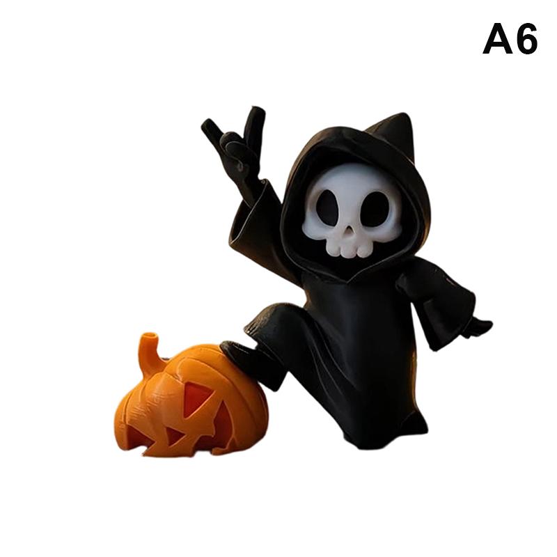 Gothic Grim Reaper Skeleton Figurine Adorable Small Resin Statue Desktop Decor for Study Bedroom Gothic Enthusiasts Gift